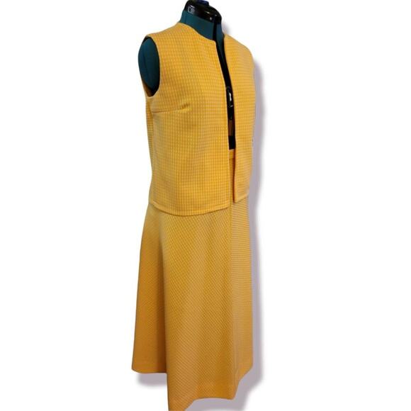 womens Vintage 1970s Yellow Gigham coord set matching two piece vest maxi skirt - Picture 4 of 8